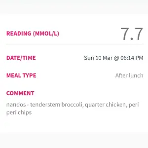 Nandos chicken with broccoli and chips — gestational diabetes hack